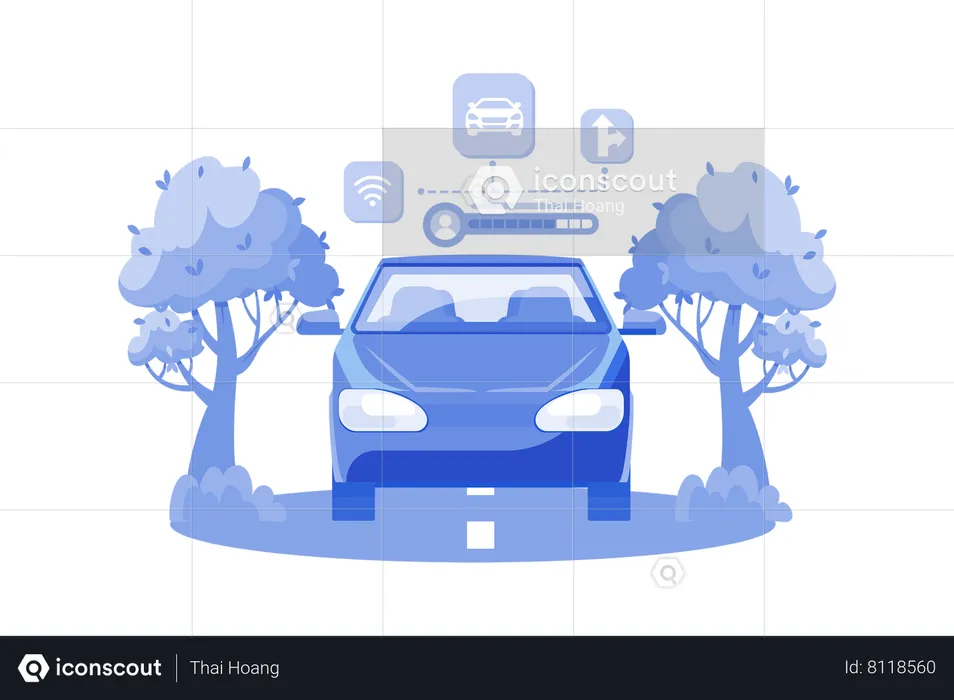 Autonomous vehicles use AI for navigation  Illustration