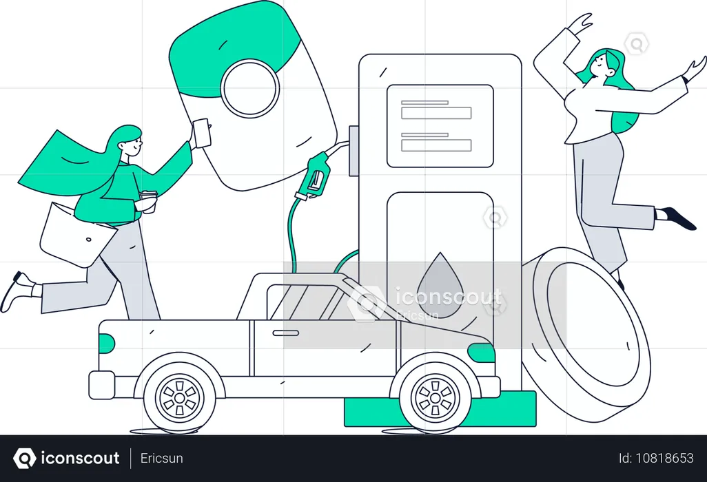 Verfahren zum Betanken von Autos an der Tankstelle  Illustration