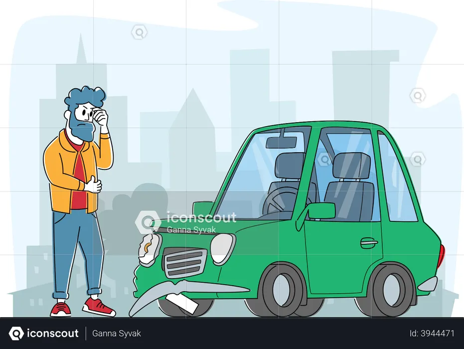 Autounfall auf der Straße  Illustration