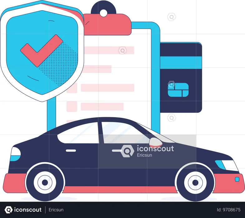 Autoversicherung und Zahlung  Illustration