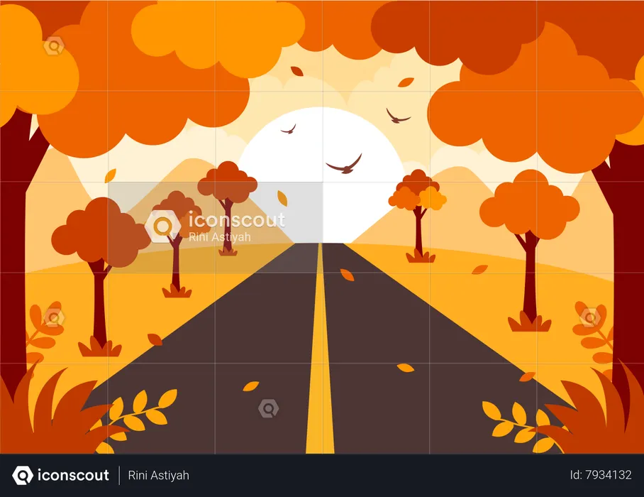 Autumn Landscape view  Illustration