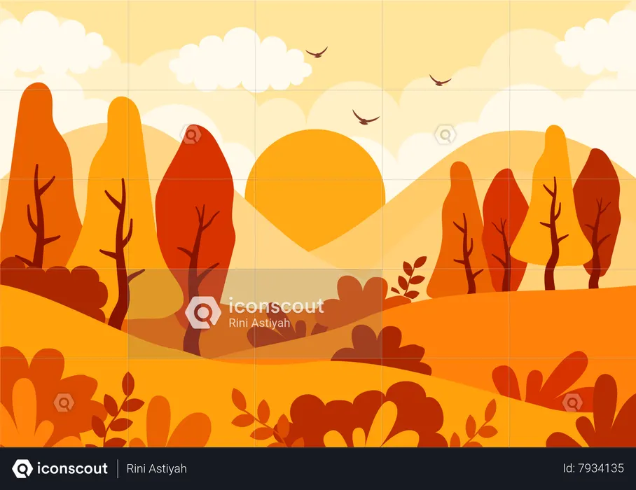Autumn Landscape view  Illustration