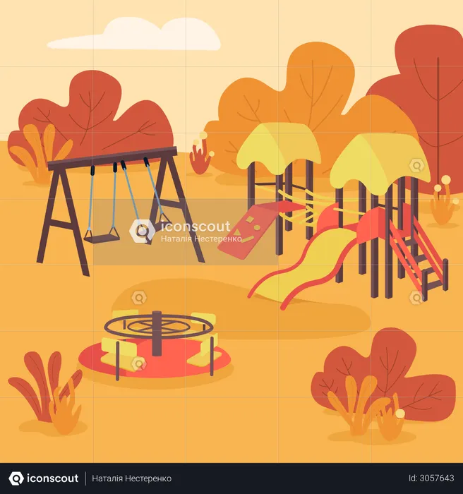 Autumn play area  Illustration