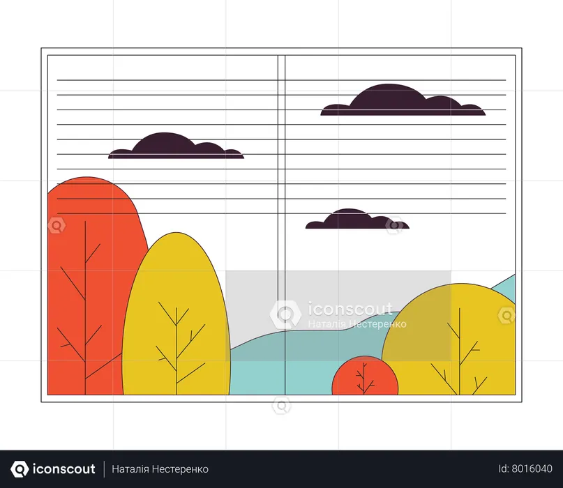 Autumn window  Illustration