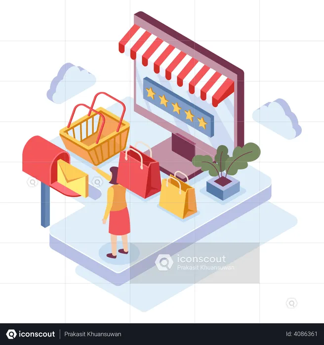 Avaliação de compras por e-mail  Ilustração