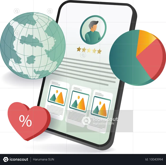 Avaliação do crescimento da conta do portfólio de negócios online  Ilustração