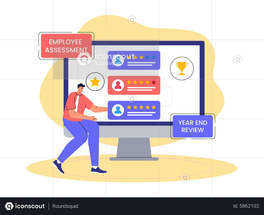 Avaliação dos funcionários para o final do ano  Ilustração