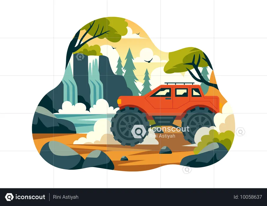 Aventura en jeep  Ilustración