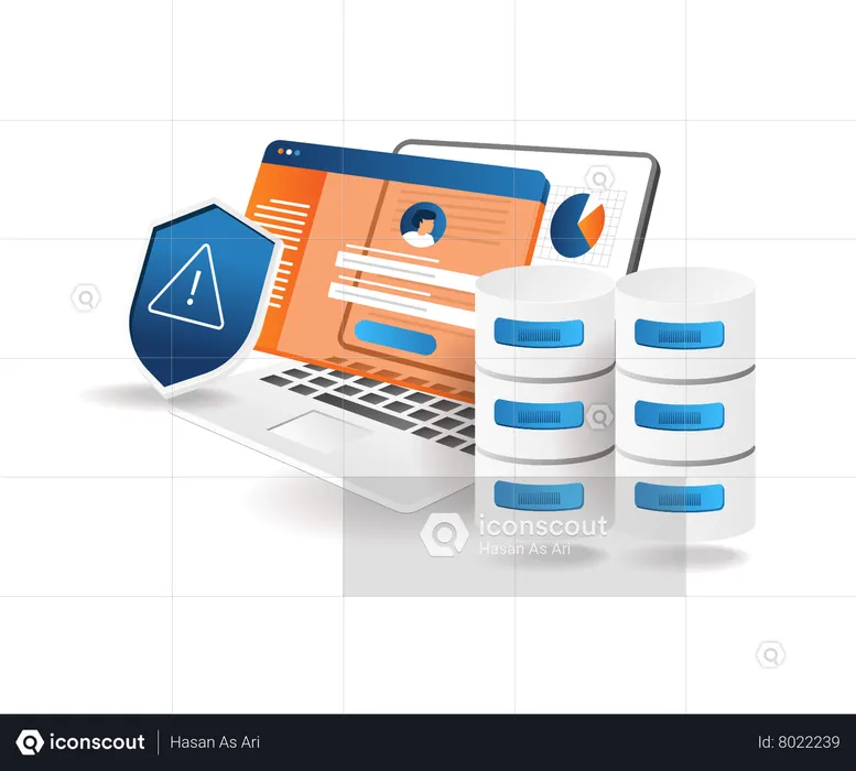 Avertissement de sécurité de la base de données des comptes de données personnelles  Illustration
