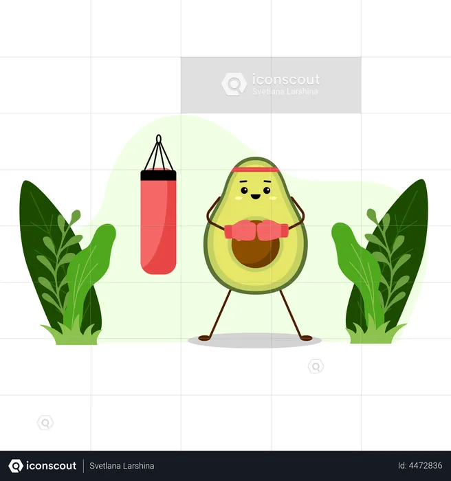 Avocado doing boxing  Illustration