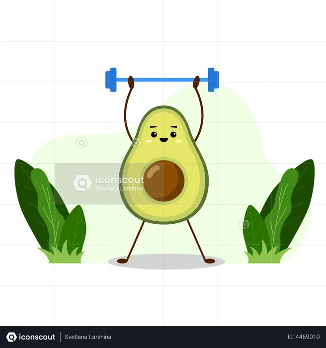 Avocado with barbell  Illustration