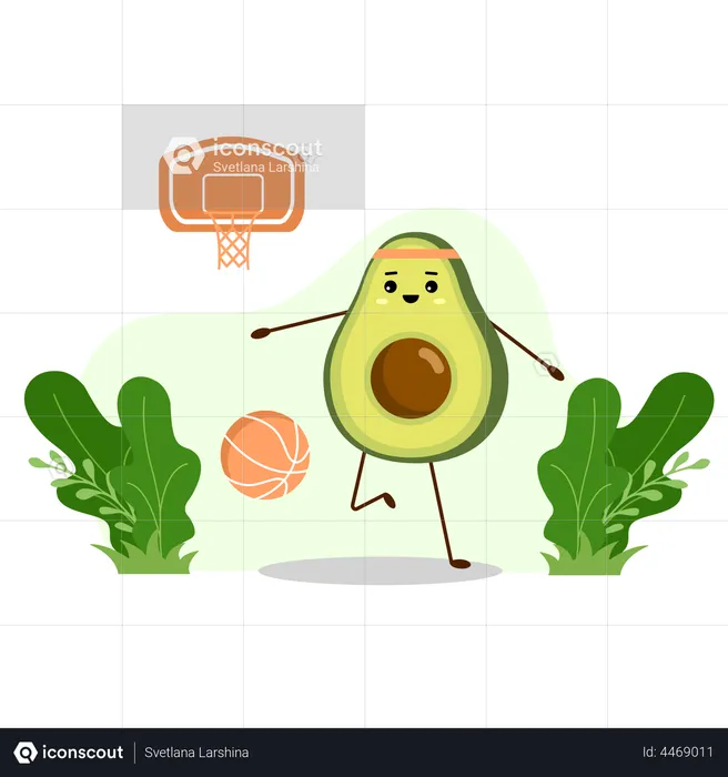 Avocado with basketball ball  Illustration