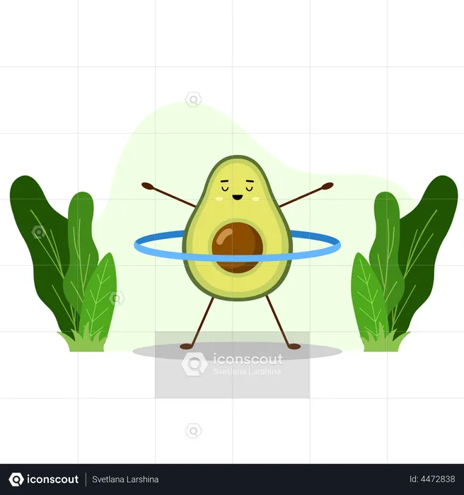 Avocado with hula hoop  Illustration
