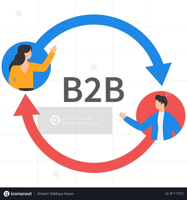 B2b cooperation between businessman and woman  Illustration