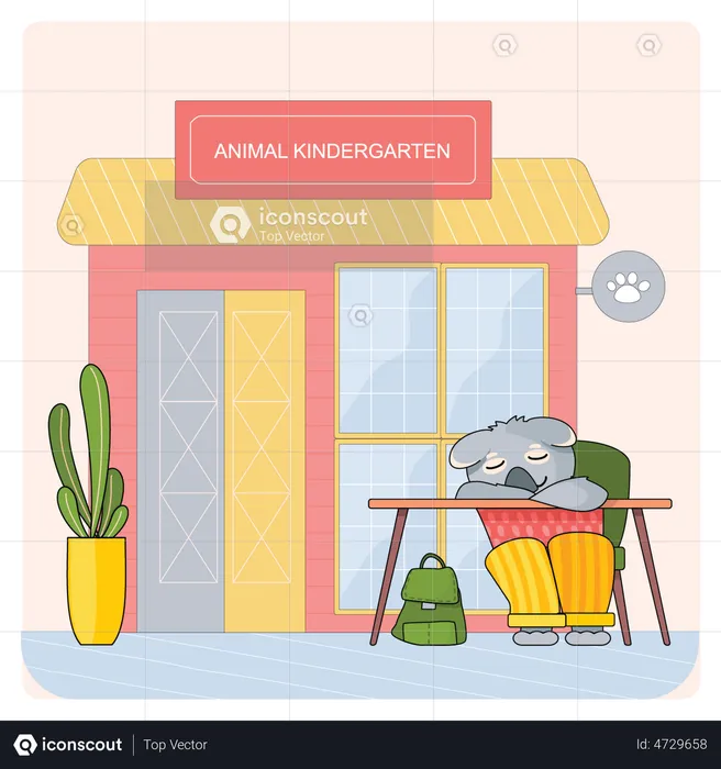 Baby Animals Attend Classes  Illustration
