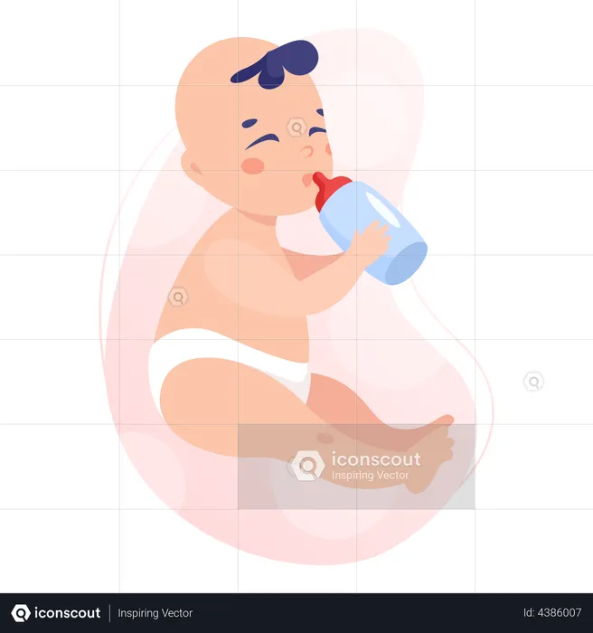 Baby boy drinking milk  Illustration