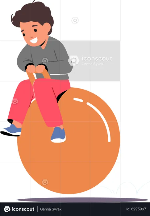 Baby Boy Jump On Fitball  Illustration