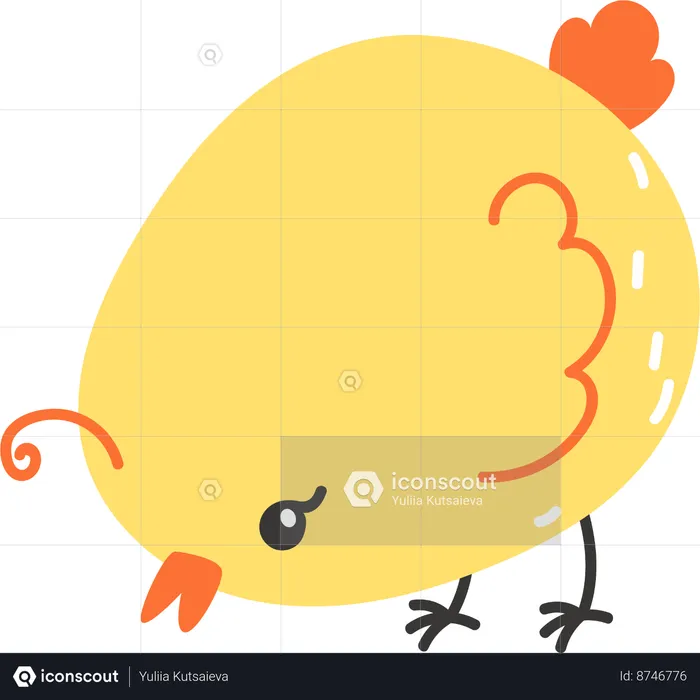Baby chick pecking at seed  Illustration