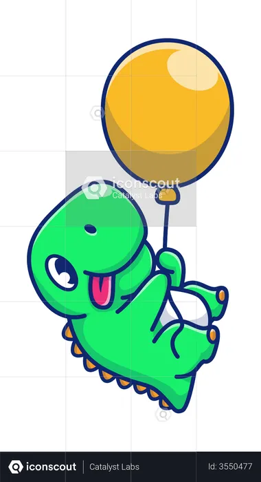 Baby dinosaurs holding balloon  Illustration