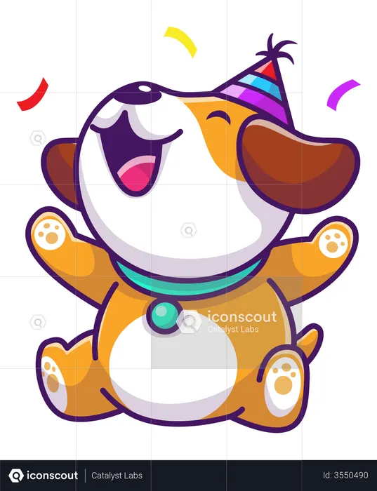 Baby dog doing party  Illustration
