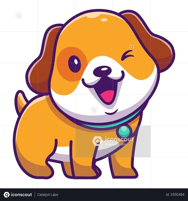 Baby dog winking  Illustration