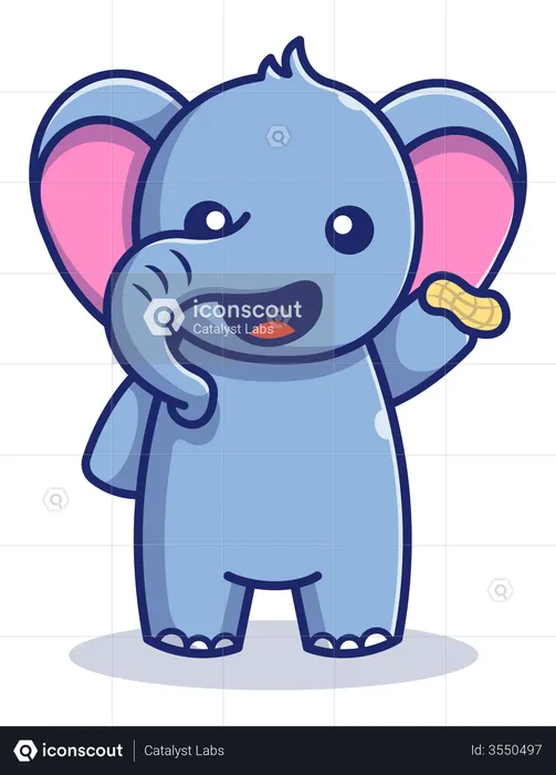 Baby elephant eating peanut  Illustration