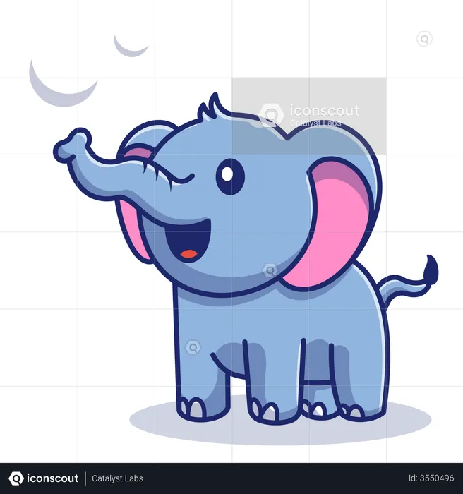 Baby elephant playing water  Illustration