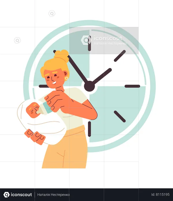 Baby feeding in time  Illustration