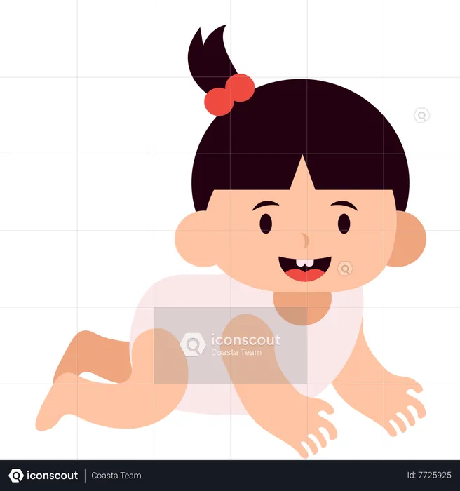 Baby Girl Crawling  Illustration