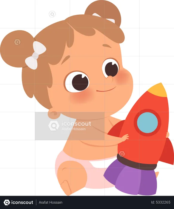 Baby girl playing with toy  Illustration