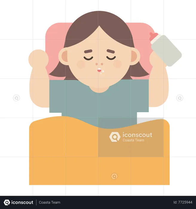 Baby girl  sleeping  Illustration