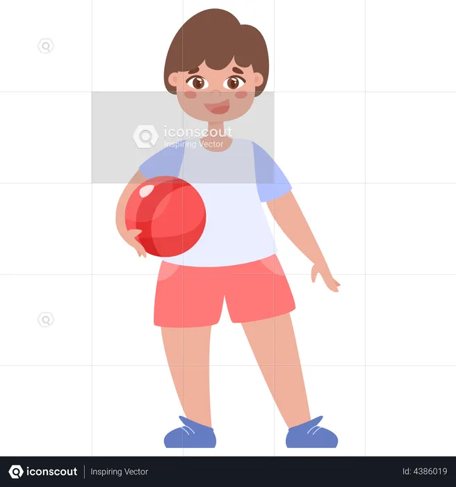 Baby girl with ball  Illustration