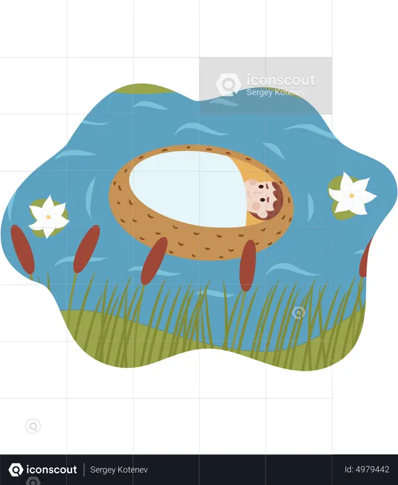 Baby Moses Left in a Basket in the Nile  Illustration