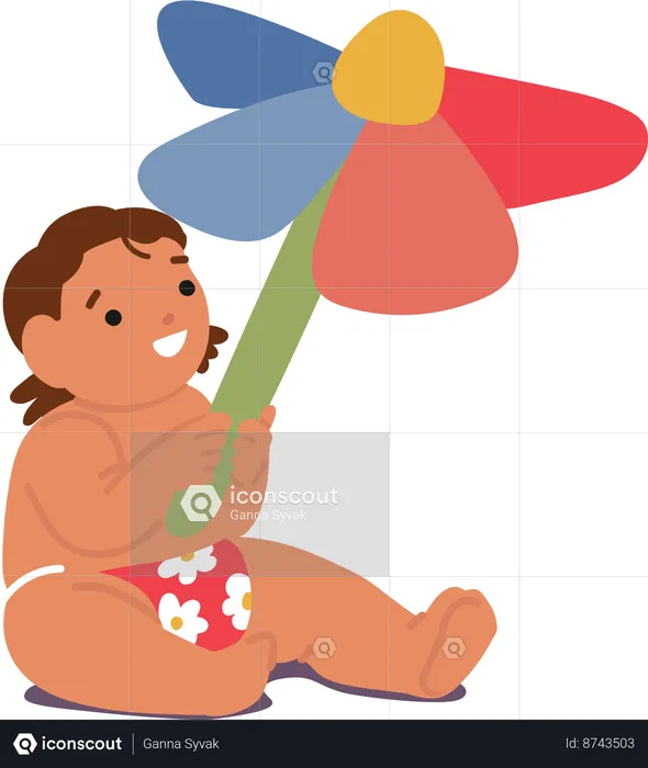 Baby Playing With Toy  Illustration