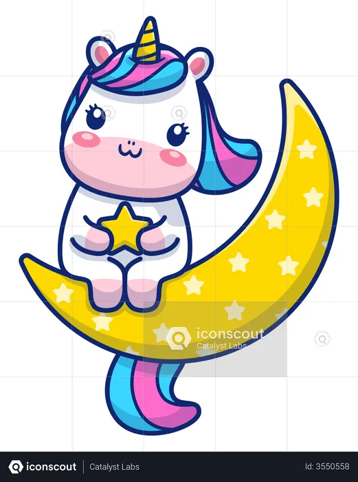 Best Premium Baby unicorn setting on moon Illustration download in PNG & Vector format Best Premium Baby unicorn setting on moon Illustration download in PNG & Vector format
