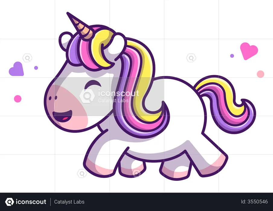 Baby unicorn walking  Illustration