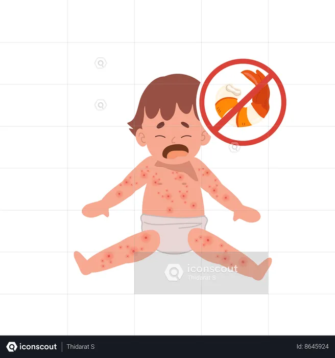 Baby with skin rash  Illustration