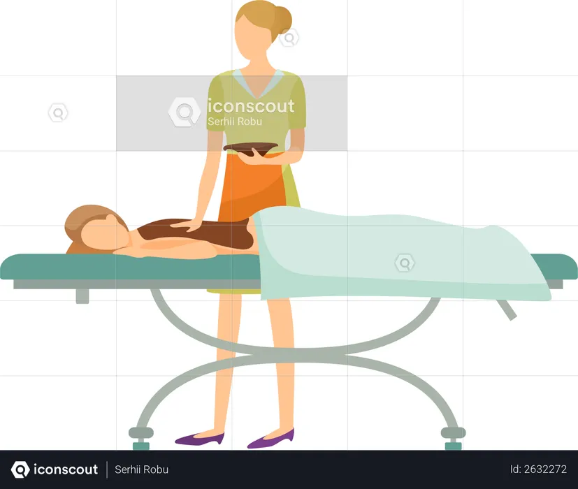 Back massage and mud spa specialist in uniform  Illustration