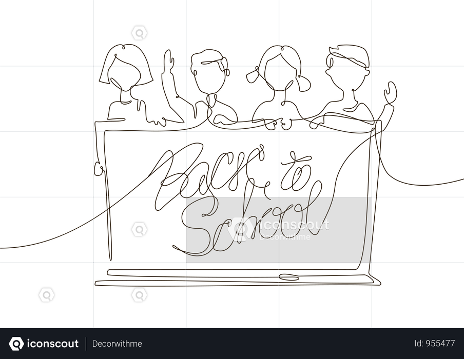 Back To School - One Line Design Style Illustration Illustration