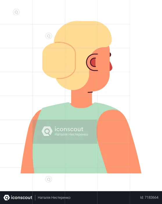 Backside blonde woman with bun hairstyle  Illustration