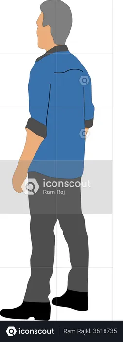 Best Backside of standing man Illustration download in PNG & Vector format