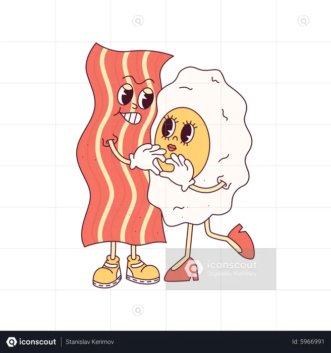Bacon And Eggs Show Heart  Illustration