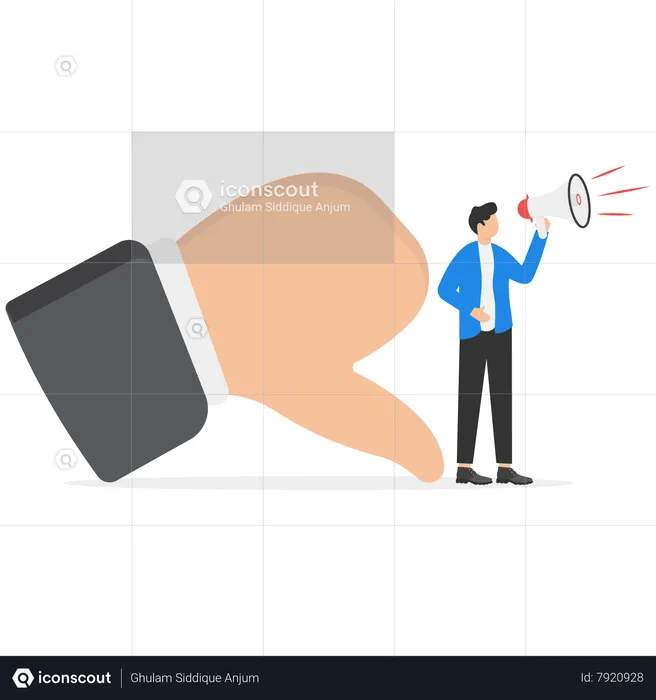 Bad Businessman With Megaphone Blaming Other People  Illustration