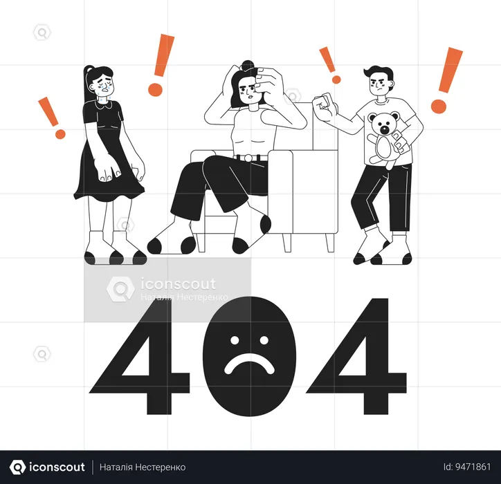 Bad parenting day black white error 404 flash message  Illustration