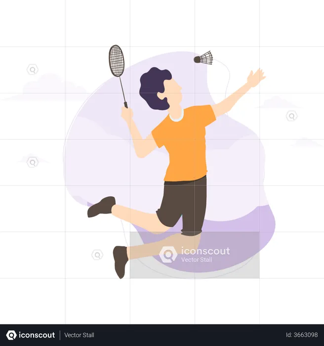 Badminton player playing badminton  Illustration
