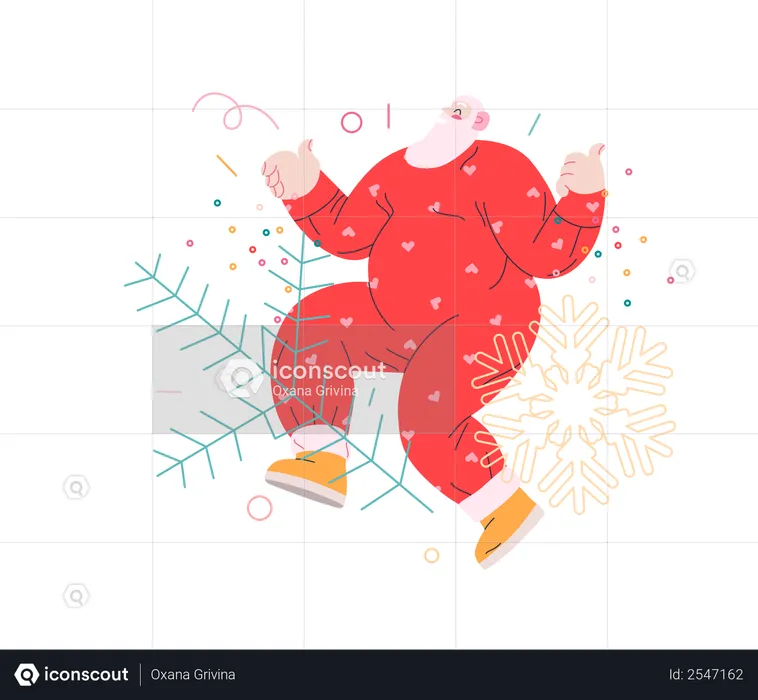 Papá Noel bailando  Ilustración