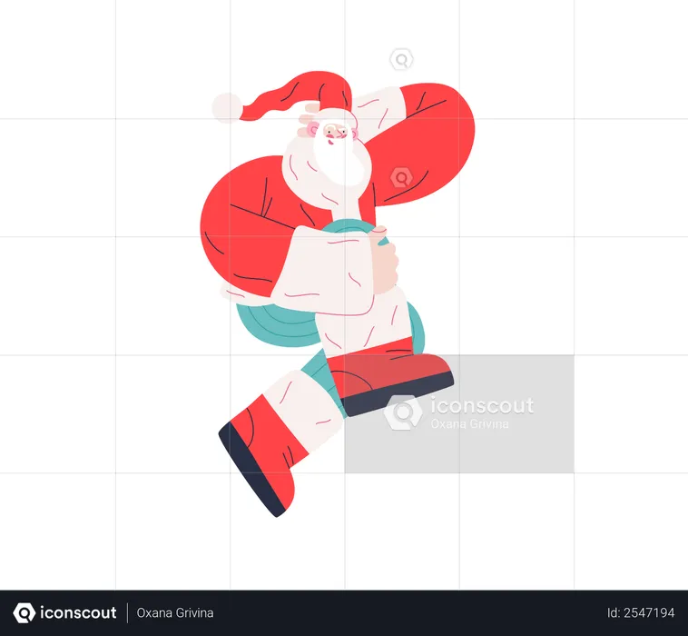 Papá Noel bailando  Ilustración