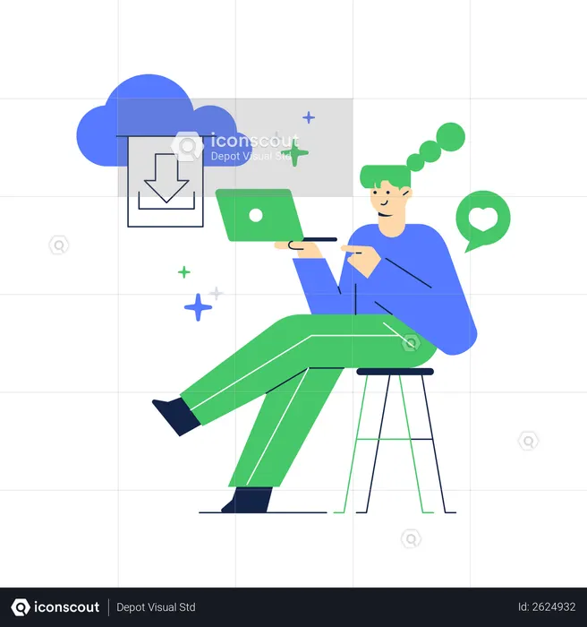 Baixando dados da nuvem  Ilustração