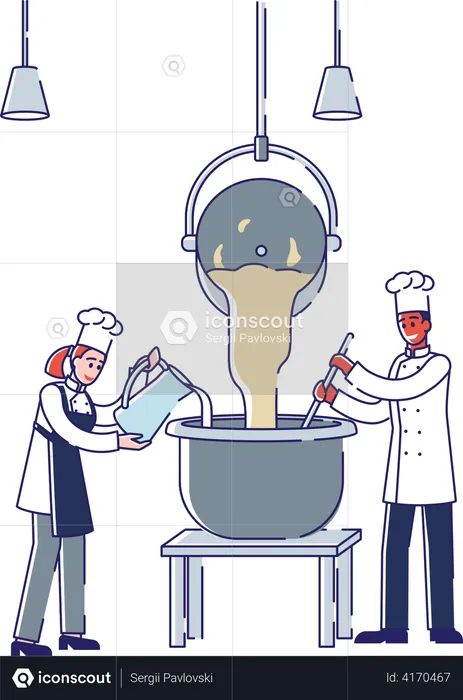 Baker and Confectioner Manufacturing Process In Bakery  Illustration