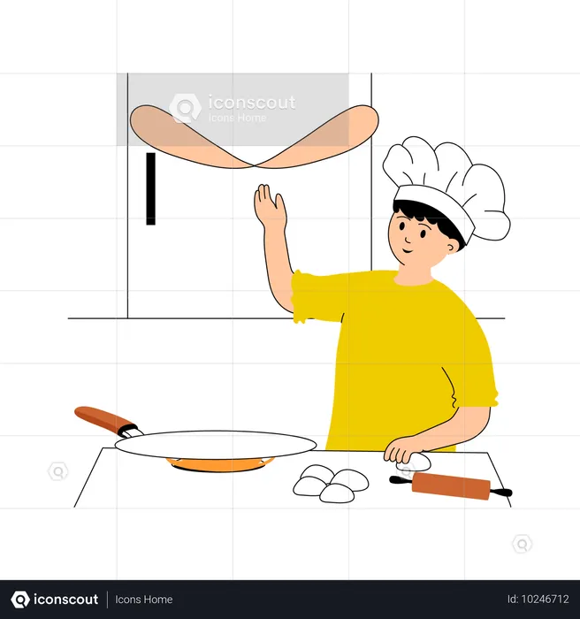 Baker baking bread  Illustration